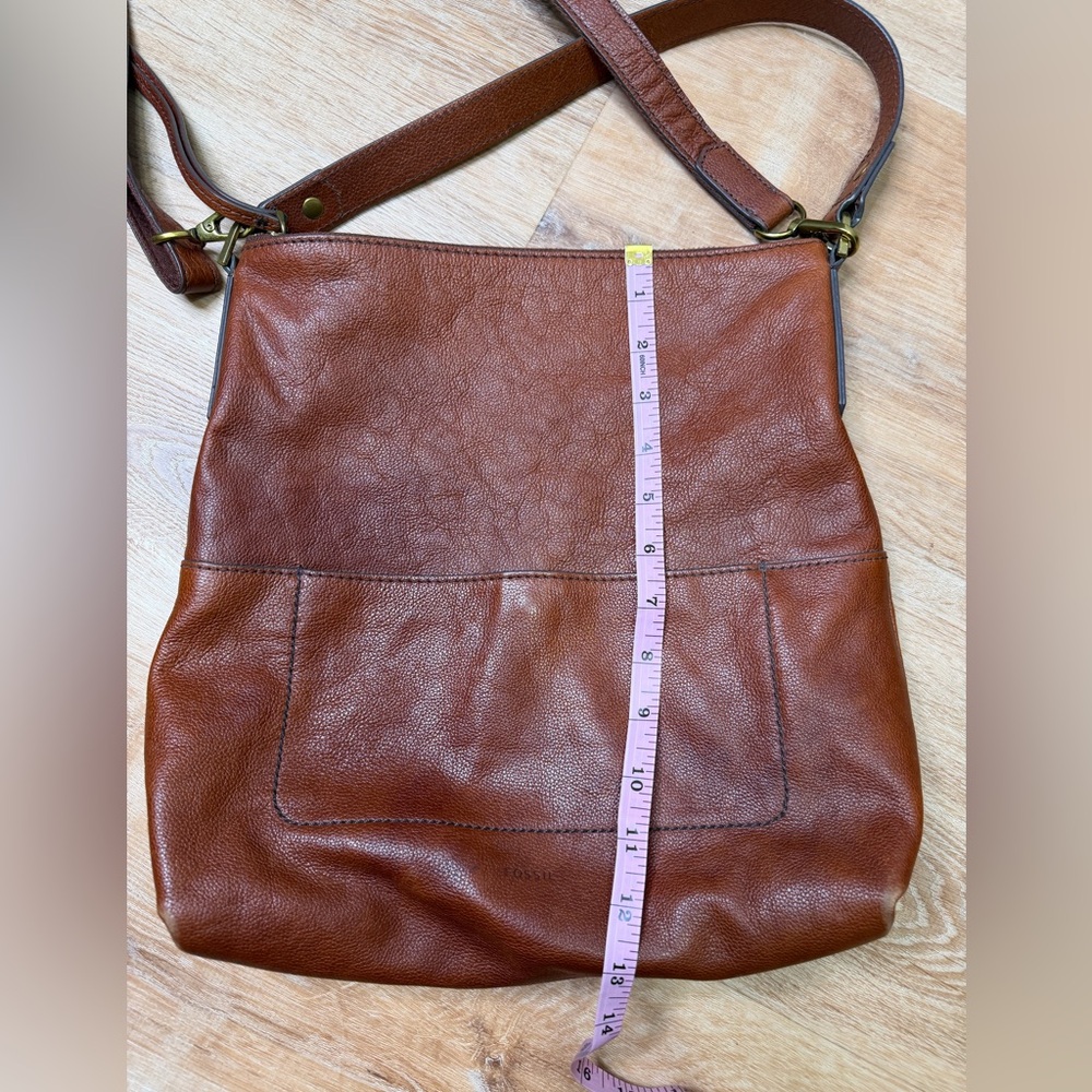 Fossil Amelia Brown Leather Shoulder Boho Crossbody Bag - Picture 6 of 12